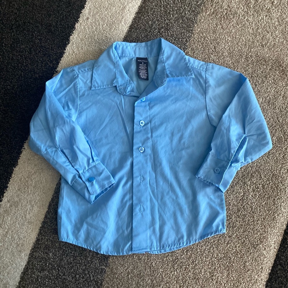 Nautica boys toddler blue button down shirt